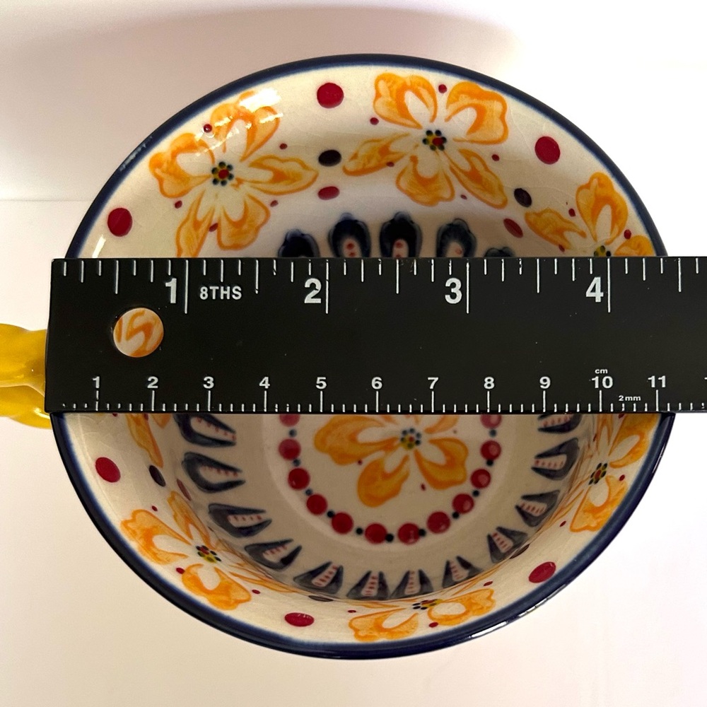 Anthropologie Pedestal Mug Akila With A Twist Yellow Handle Retired - Picture 4 of 7